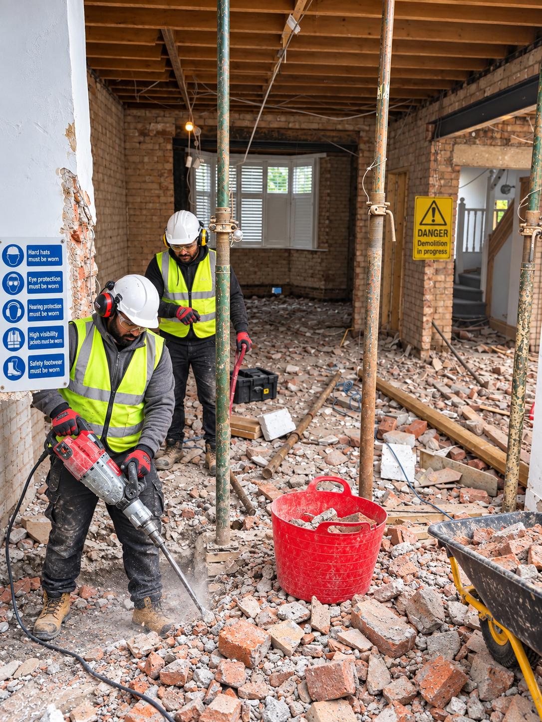 Our crew breaking out concrete under full site safety controls